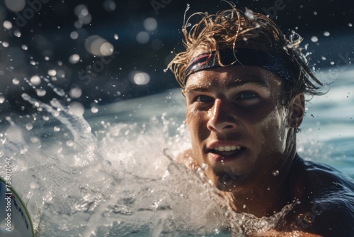 Close-up shot of the water polo player with the ball © Lubos Chlubny