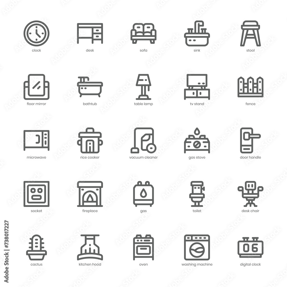 Furniture and Decoration icon pack for your website, mobile, presentation, and logo design. Furniture and Decoration icon outline design. Vector graphics illustration and editable stroke. Furniture and Decoration icon pack for your website, mobile, presentation, and logo design. Furniture and Decoration icon outline design. Vector graphics illustration and editable stroke.