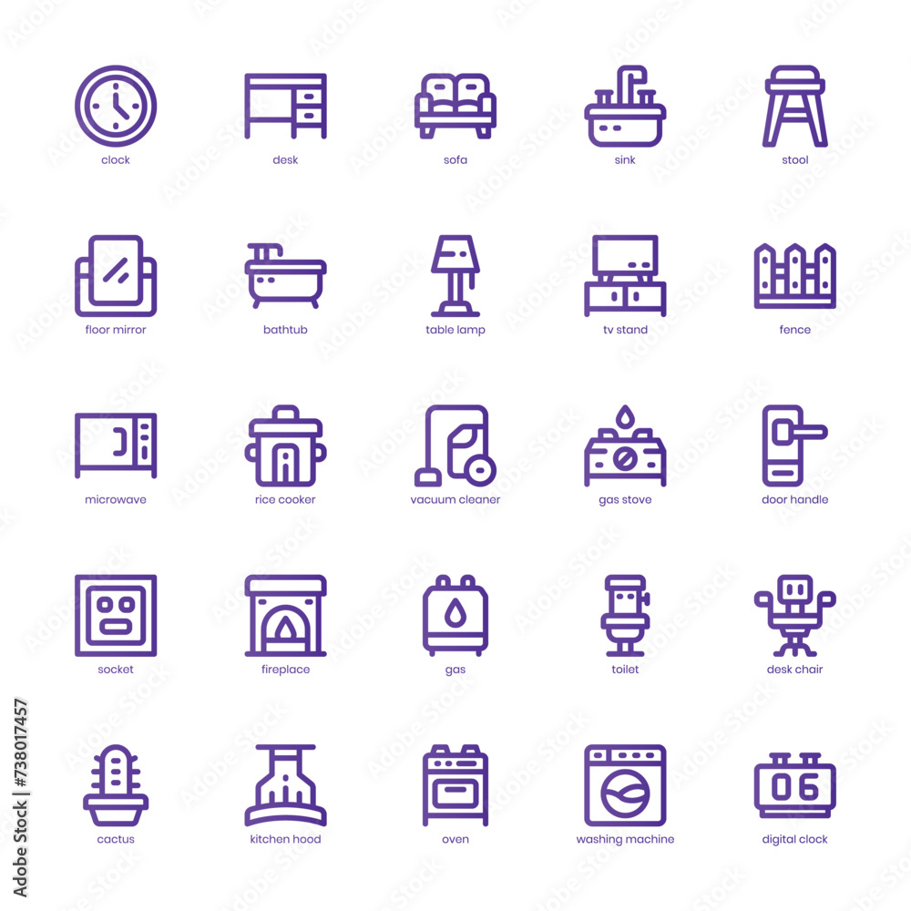 Furniture and Decoration icon pack for your website, mobile, presentation, and logo design. Furniture and Decoration icon basic line gradient design. Vector graphics illustration and editable stroke. Furniture and Decoration icon pack for your website, mobile, presentation, and logo design. Furniture and Decoration icon basic line gradient design. Vector graphics illustration and editable stroke.