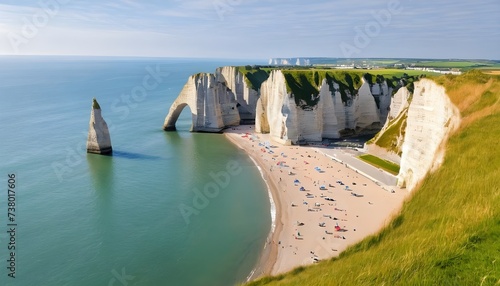 The famous cliffs at Etretat in Normandy, France