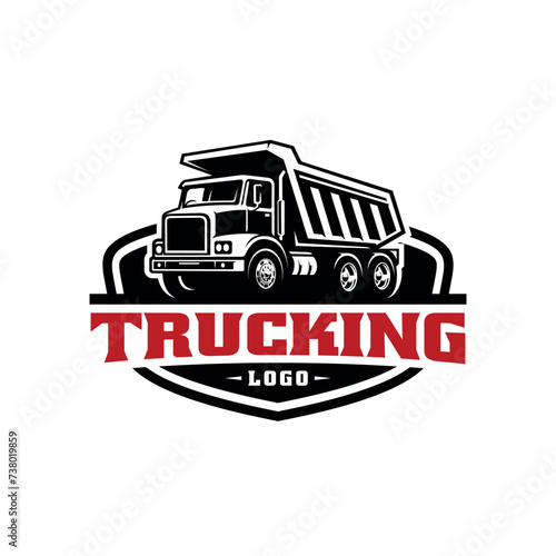 Dump truck illustration logo vector