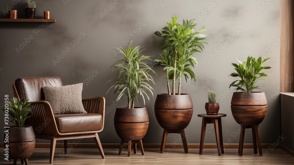 Greenery in Brown Planters