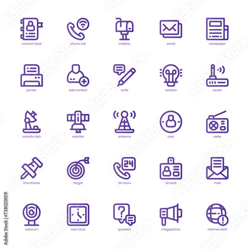 Content Communication icon pack for your website, mobile, presentation, and logo design. Content Communication icon basic line gradient design. Vector graphics illustration and editable stroke.