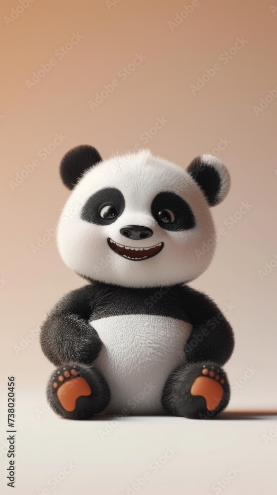 A panda bear sitting on a white surface A panda bear sitting on a white surface