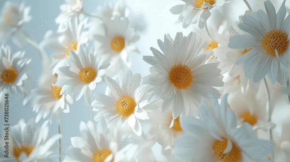 A stunning bouquet of chamomile daisy flowers displayed in a minimalistic still life setting A stunning bouquet of chamomile daisy flowers displayed in a minimalistic still life setting