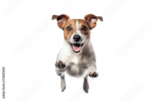 lovely and cute dog running and jumping isolated on white background