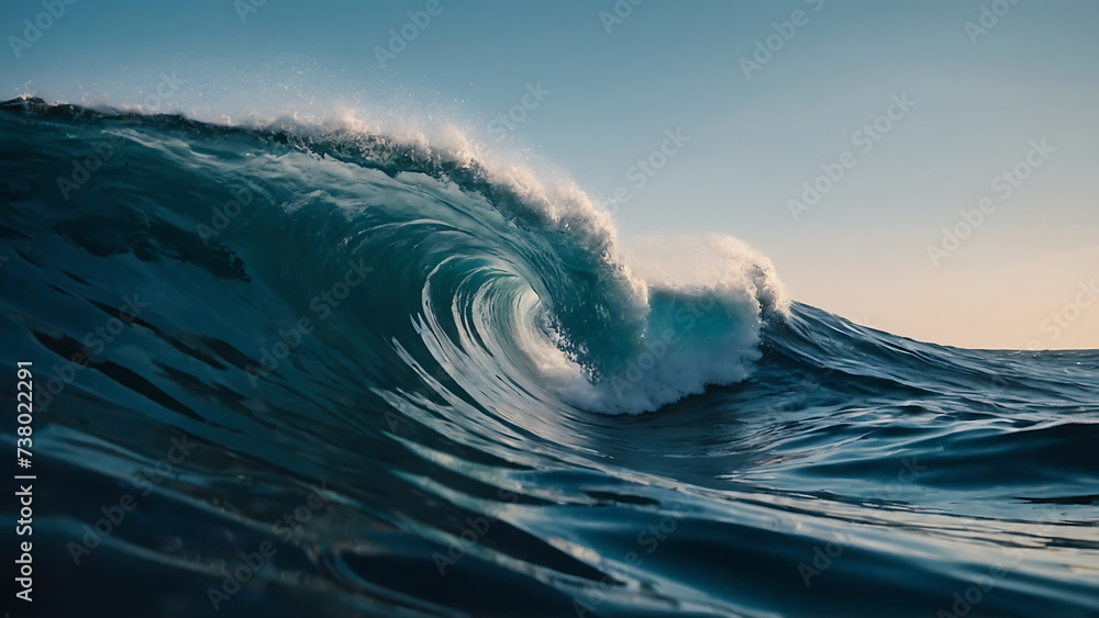 Wave breaking, Tsunami wave, heavy wave on a beach - obrazy, fototapety, plakaty 