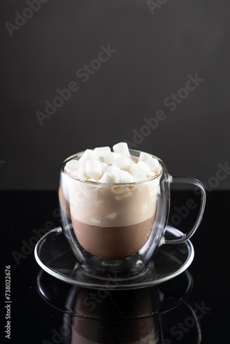 mug with cappuccino and marshmallows
