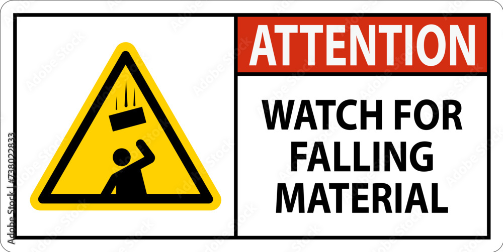 Attention Sign, Watch For Falling Material Attention Sign, Watch For Falling Material