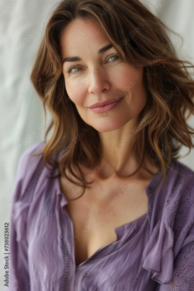 Relaxed Middle-Aged Woman with a Soft Smile Relaxed Middle-Aged Woman with a Soft Smile