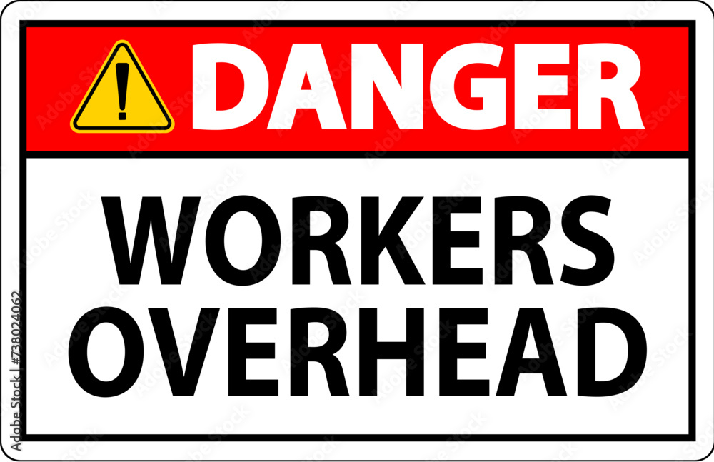 Danger Falling Debris Sign, Workers Overhead Falling Objects