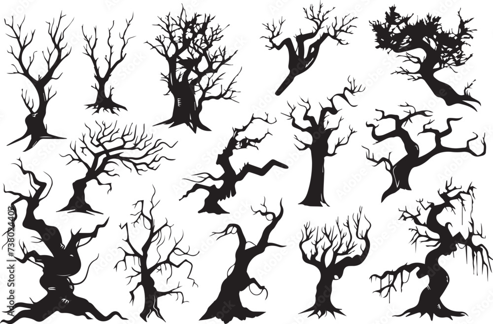 Set Trees. Hand drawn vector illustration Set Trees. Hand drawn vector illustration