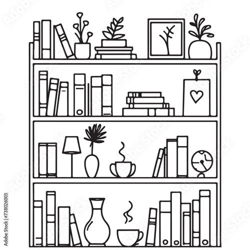 Bookshelf furniture line icon vector