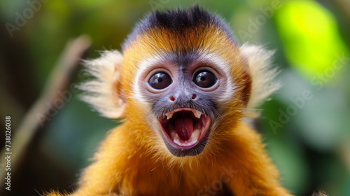 funny monkey. Comical animal making a funny face that's impossible not to chuckle at. Funny smiling animal. Perfect for lighthearted and amusing design projects. © Nataliia_Trushchenko