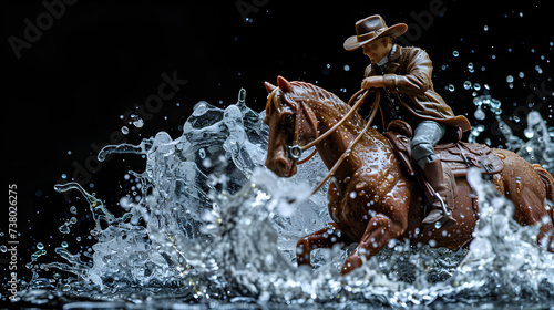 A Horse Riding In Water on Black Background, World Sports Day, Generative Ai © Jaunali