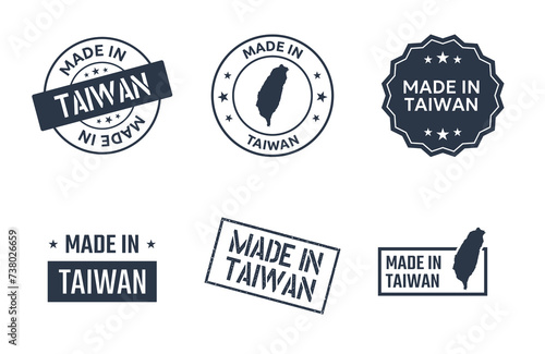 made in Taiwan labels set, Republic of China product icons