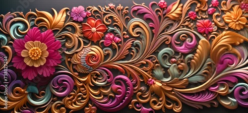 Colorful ornamental flower and flower shape decoration design background texture animation photo