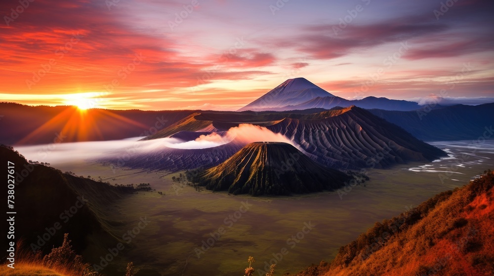 sunrise in the Bromo mountain, Java, Indonesia