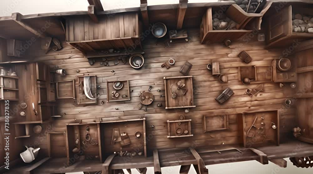 Fantasy tabletop tavern top view interior design animation Fantasy tabletop tavern top view interior design animation