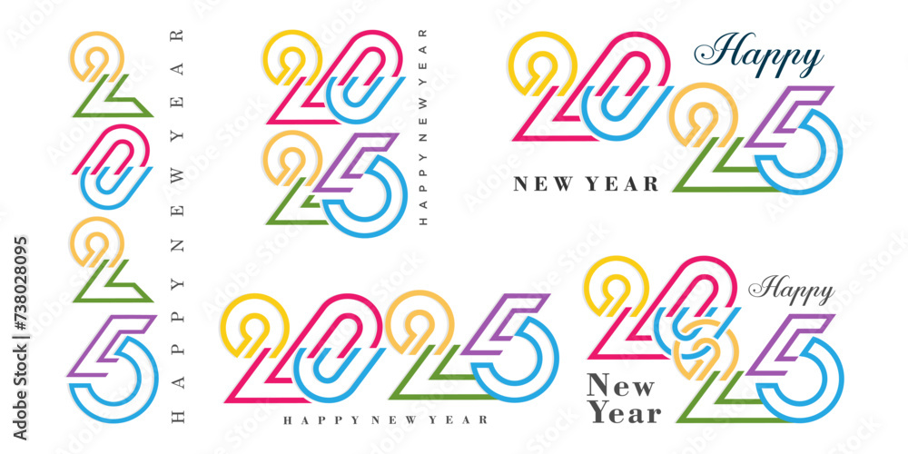 Big Set of 2024 Happy New Year logo text design. 2025 number design template. Vector illustration Big Set of 2024 Happy New Year logo text design. 2025 number design template. Vector illustration