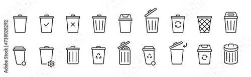 Bin icon. Trash bin vector icons collection. Waste, rubbish, garbage set icons symbols. Vector icons