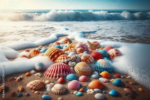 Colorful shells on the beach #738028699