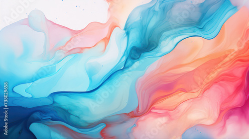 Abstract Paint  Liquid Art in Blue Water Background
