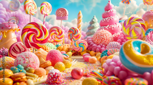 super fun cute candy background, surreal.