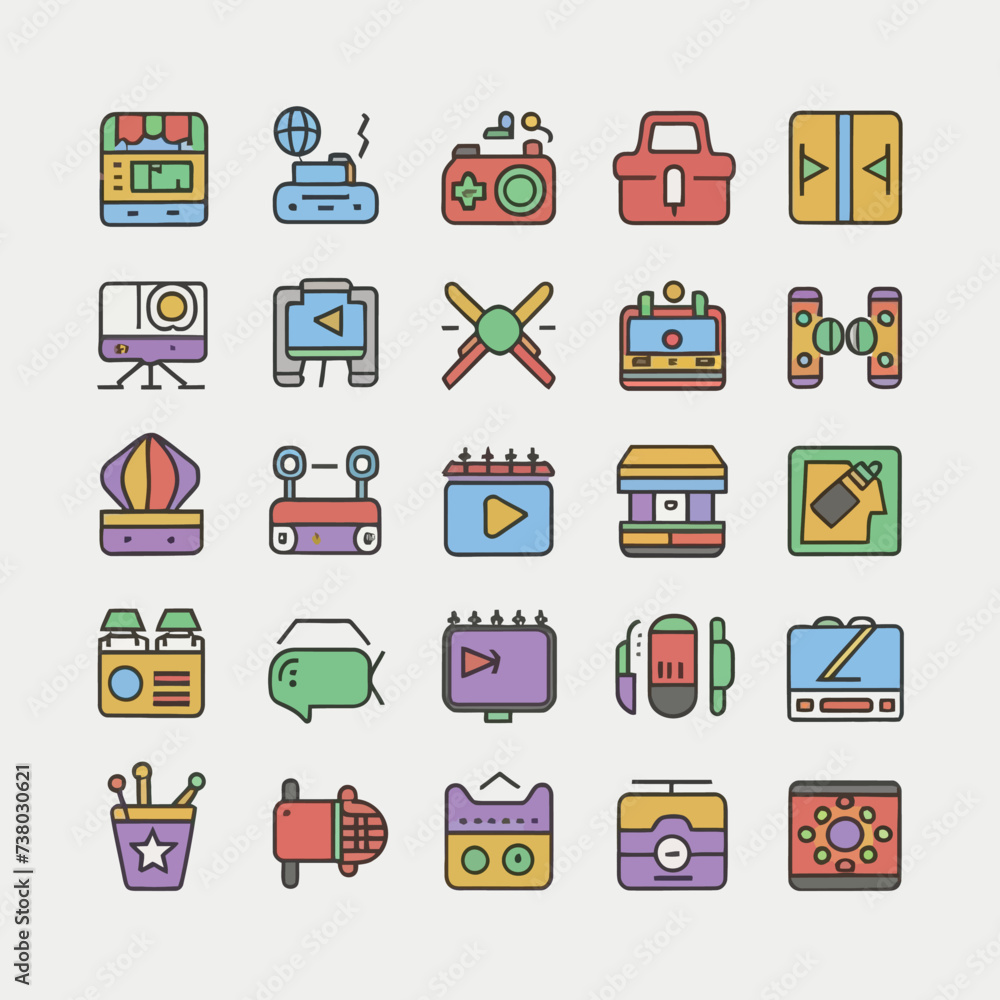 Entertainment icon vector set Entertainment icon vector set