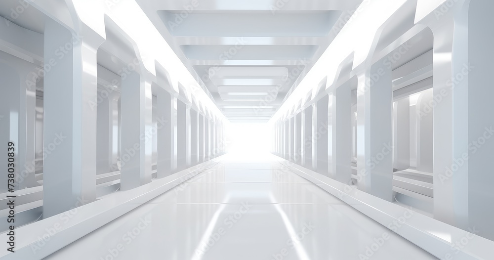 Obraz premium Futuristic Corridor with Bright Light at End