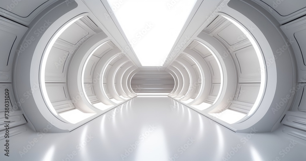 Futuristic White Corridor with Modern Design