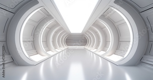 Futuristic White Corridor with Modern Design