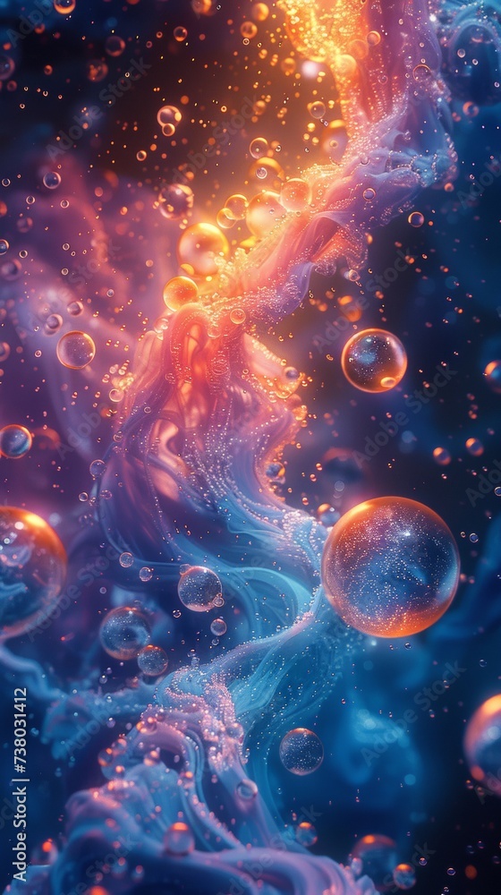 Naklejka premium Dynamic digital ecosystems showcasing the interplay of augmented reality and vibrant futuristic landscapes