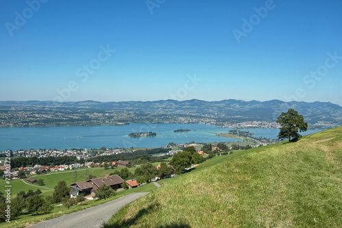 Photography Blick auf den Zürichsee Richtung Rapperswill und den Damm