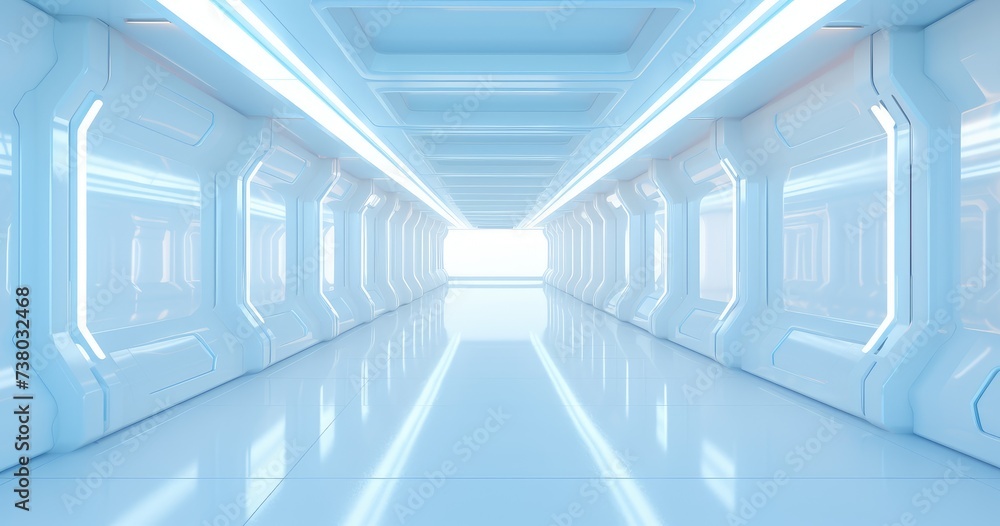 Bright Futuristic Corridor Inside Space Station Bright Futuristic Corridor Inside Space Station