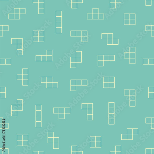 Seamless, simple pattern from tetris game cubes. Vector illustration.
