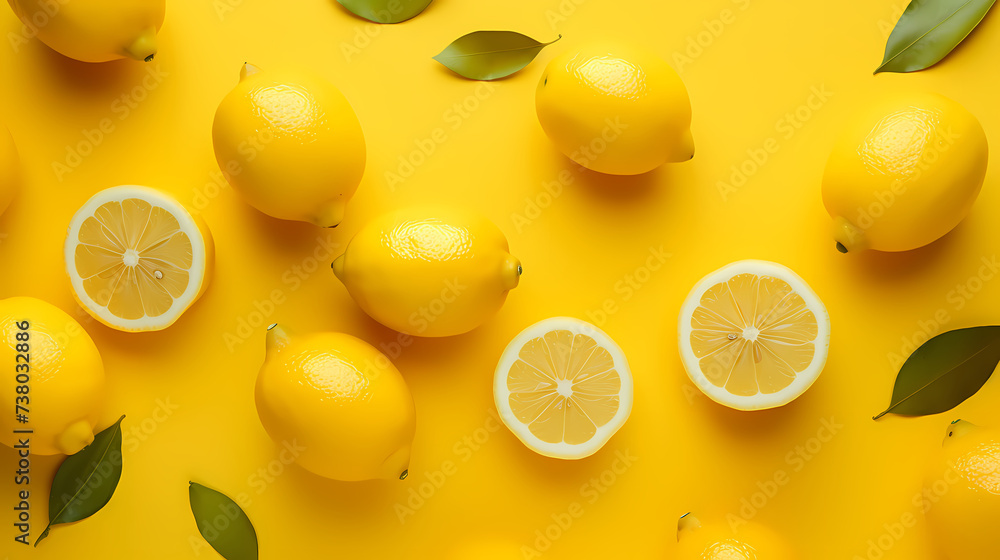 Colorful fresh lemons