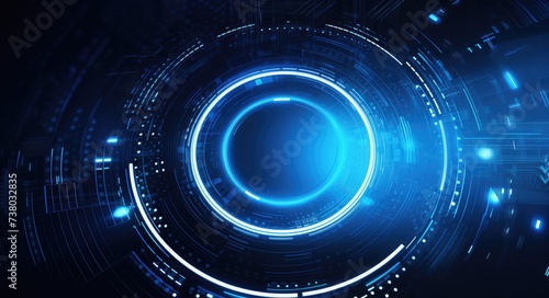 Futuristic Blue Tech Circle Interface Design