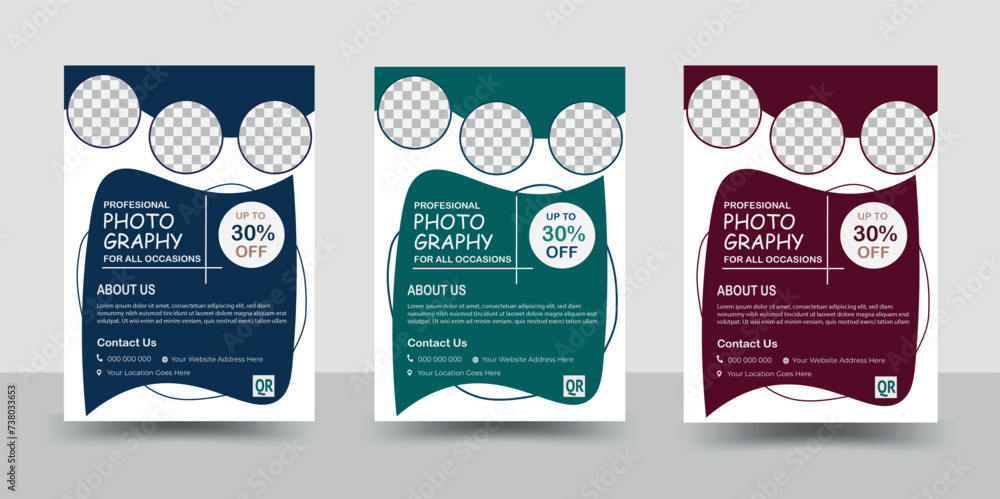Business flyer, brochure design, magazine or flier mockup in blue ,green & red colors,flyer in A4 size.