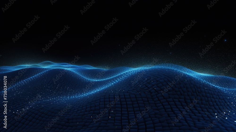 Abstract Digital Particle Wave in Blue Tones Abstract Digital Particle Wave in Blue Tones
