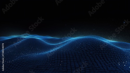 Abstract Digital Particle Wave in Blue Tones