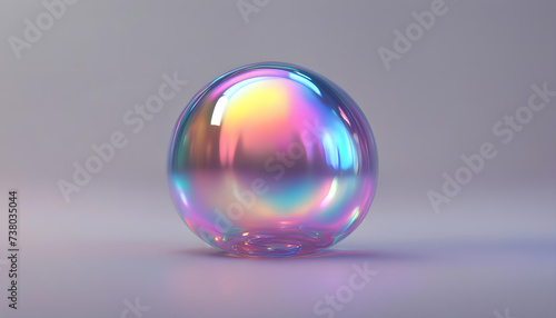 Mesmerizing Holographic Liquid: 3D Render of Bubble Shape