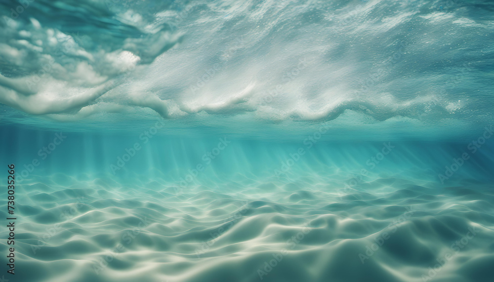 Underwater Blue Ocean: Isolated Aqua Wave on Background