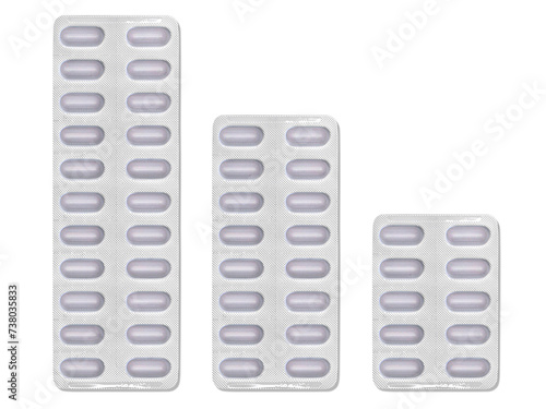 panels of drug capsules, transparent background