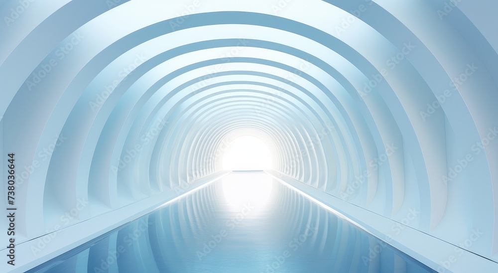 Futuristic Blue Tunnel with Reflective Floor Futuristic Blue Tunnel with Reflective Floor