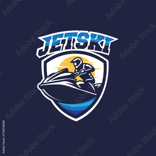 jet ski water sports badge logo vector graphic illustration