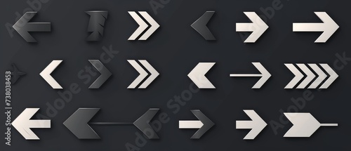 Variety of Arrows Pointing Directions on Black