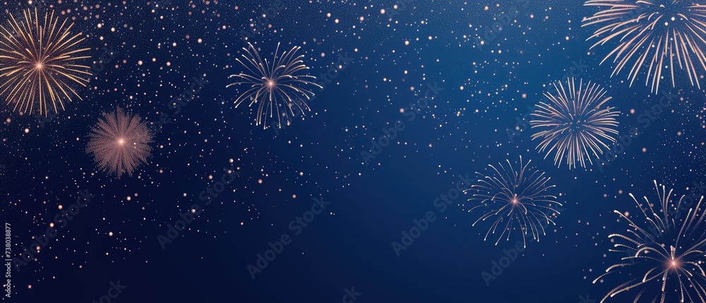 Festive Fireworks Display in Starry Night Sky Festive Fireworks Display in Starry Night Sky