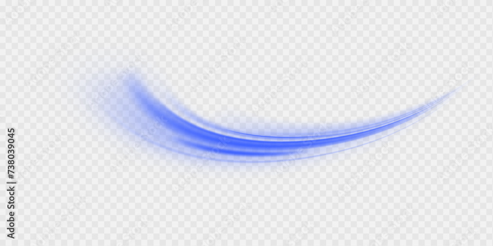 Obraz premium Blue stripes in the form of drill, turns and swirl. Undulate wave swirl swoosh, dynamic twisted lines. Transparent blue sparkling light line element.