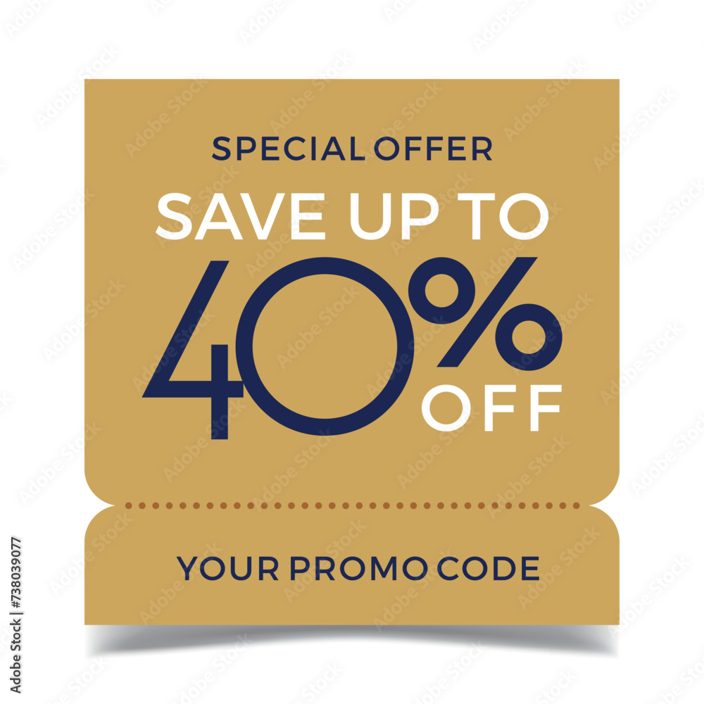 Sale up to 40% off sign. Forty percent discount. Special offer symbol. Discount promotion. Vector design.
